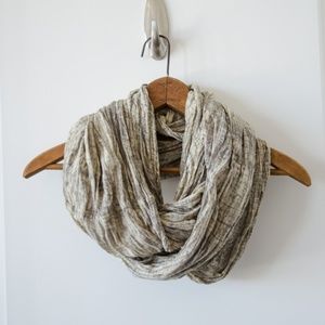 Light gray/green/yellow infinity scarf